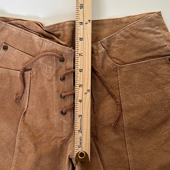 Vintage leather Lace-Up tan pants - Picture 4 of 8